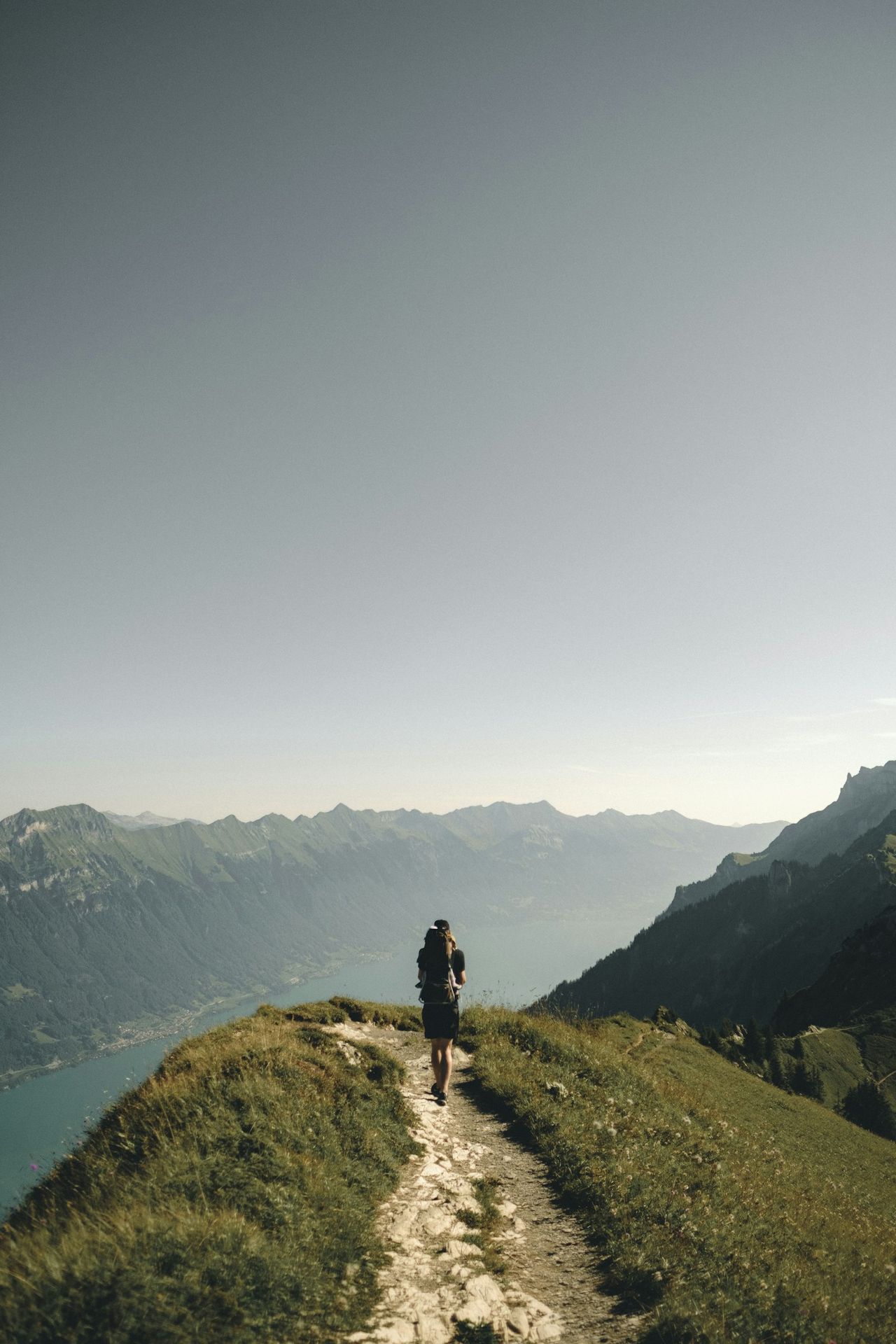 Hiker on a mountain ridge